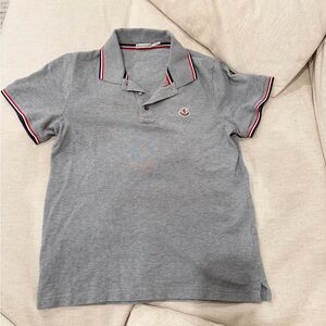 Moncler Tricolor-trimmed Cotton Polo Shirt in Gray Women Size S